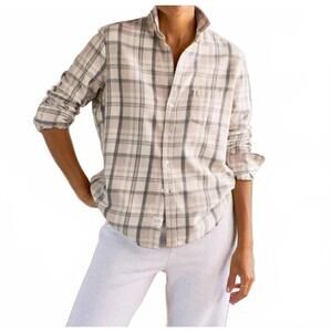 NEW FRANK & EILEEN relaxed button-up shirt in cream sand grey plaid